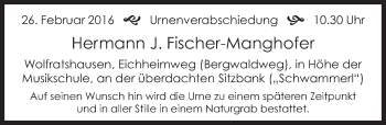 Traueranzeige von Herman J. Fischer-Manghofer von Süddeutsche Zeitung