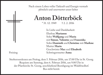 Traueranzeige von Anton Dötterböck von Süddeutsche Zeitung