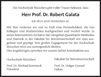 Traueranzeige von Robert Galata von Süddeutsche Zeitung