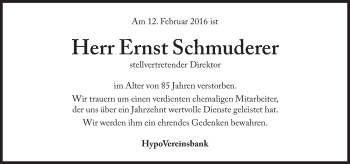 Traueranzeige von Ernst Schmuderer von Süddeutsche Zeitung