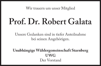 Traueranzeige von Robert Galata von Süddeutsche Zeitung