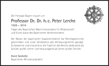 Traueranzeige von Peter Lerche von Süddeutsche Zeitung