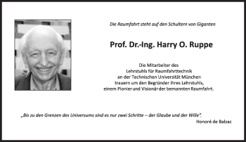 Traueranzeige von Harry O. Ruppe von Süddeutsche Zeitung
