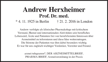 Traueranzeige von Andrew Herxheimer von Süddeutsche Zeitung