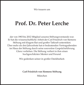 Traueranzeige von Peter Lerche von Süddeutsche Zeitung