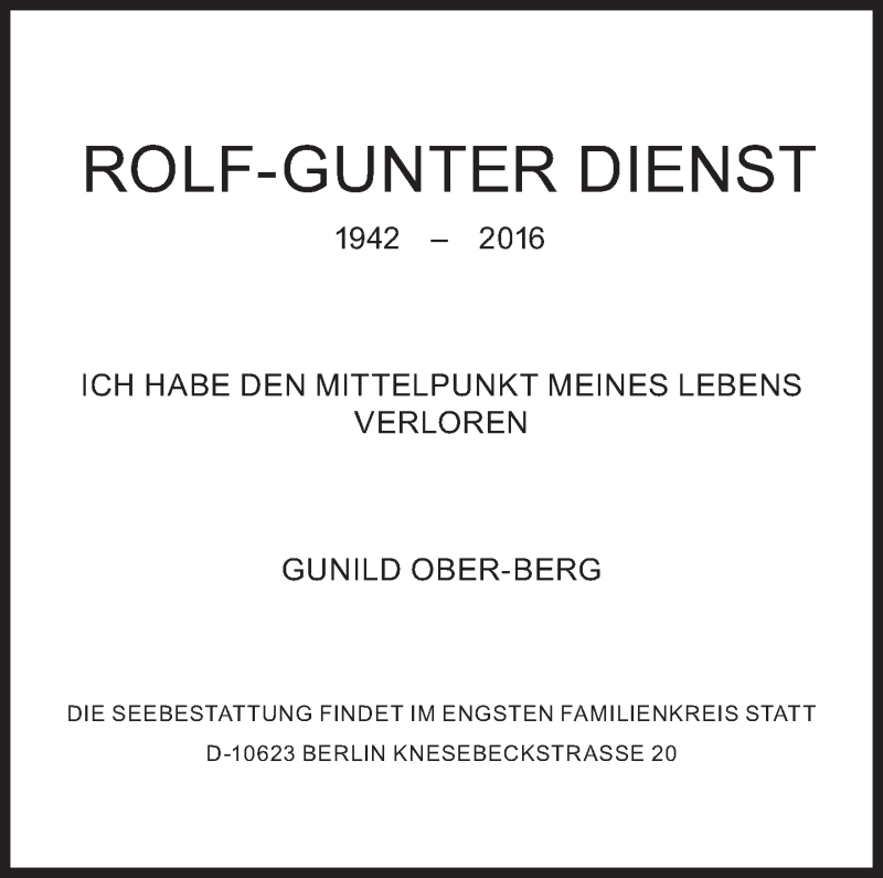  Traueranzeige für Rolf-Gunter Dienst vom 19.03.2016 aus Süddeutsche Zeitung