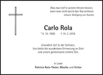 Traueranzeige von Carlo Rola von Süddeutsche Zeitung