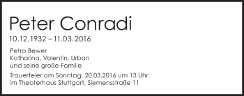 Traueranzeige von Peter Conradi von Süddeutsche Zeitung