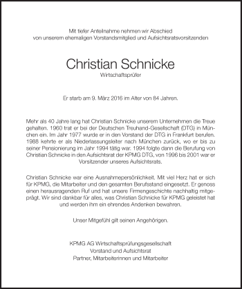 Traueranzeige von Christian Schnicke von Süddeutsche Zeitung