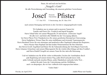 Traueranzeige von Josef Heinrich Maximilian Pfister von Süddeutsche Zeitung
