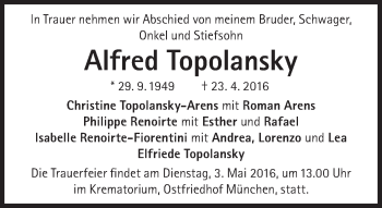 Traueranzeige von Alfred Topolansky von Süddeutsche Zeitung