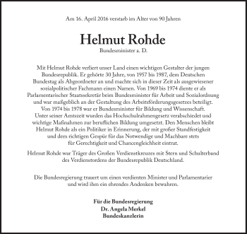 Traueranzeige von Helmut Rohde von Süddeutsche Zeitung