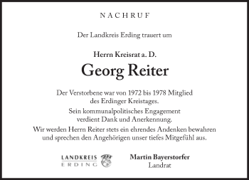 Traueranzeige von Georg Reiter von Süddeutsche Zeitung