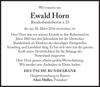 Traueranzeige von Ewald Horn von Süddeutsche Zeitung