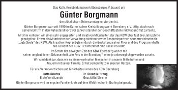 Traueranzeige von Günter Borgmann von Süddeutsche Zeitung