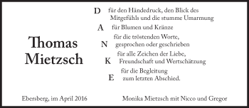 Traueranzeige von Thomas Mietzsch von Süddeutsche Zeitung