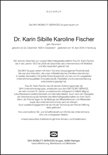 Traueranzeige von Karin Sibille Karoline Fischer von Süddeutsche Zeitung