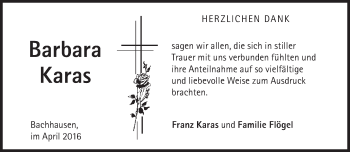 Traueranzeige von Barbara Karas von Süddeutsche Zeitung