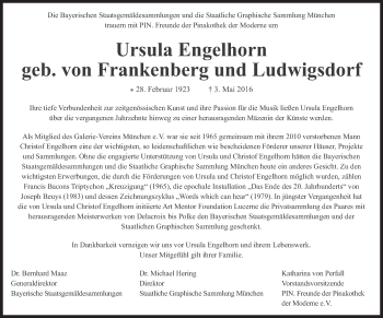Traueranzeige von Ursula  Engelhorn  von Süddeutsche Zeitung
