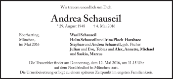 Traueranzeige von Andrea Schauseil von Süddeutsche Zeitung