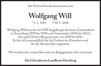 Traueranzeige von Wolfgang Will von Süddeutsche Zeitung