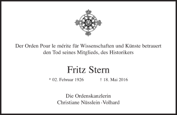 Traueranzeige von Fritz Stern von Süddeutsche Zeitung