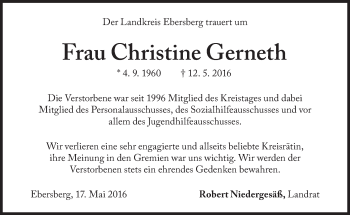 Traueranzeige von Christine Gerneth von Süddeutsche Zeitung