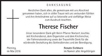 Traueranzeige von Therese Fischer von Süddeutsche Zeitung