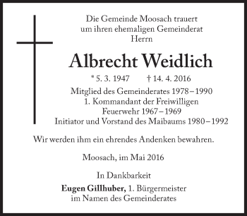 Traueranzeige von Albrecht Weidlich von Süddeutsche Zeitung