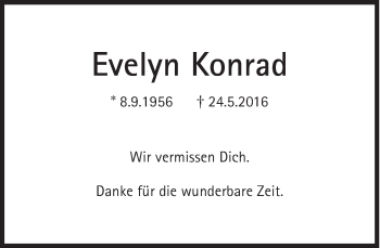 Traueranzeige von Evelyn Konrad von Süddeutsche Zeitung