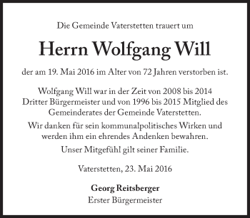 Traueranzeige von Wolfgang Will von Süddeutsche Zeitung