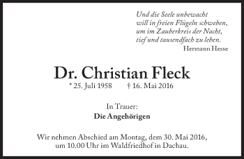 Traueranzeige von Christian Fleck von Süddeutsche Zeitung
