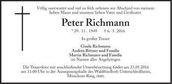 Traueranzeige von Peter Richmann von Süddeutsche Zeitung