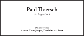 Traueranzeige von Paul Thiersch von Süddeutsche Zeitung