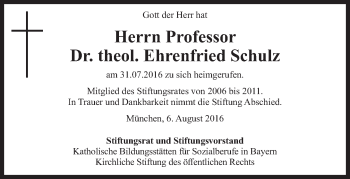 Traueranzeige von Ehrenfried Schulz von Süddeutsche Zeitung