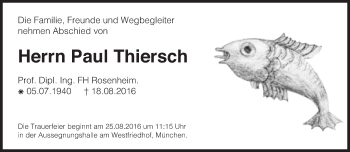 Traueranzeige von Paul Thiersch von Süddeutsche Zeitung