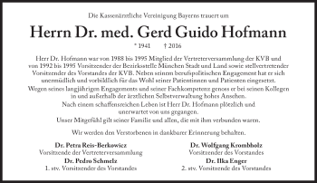 Traueranzeige von Gerd Guido Hofmann von Süddeutsche Zeitung