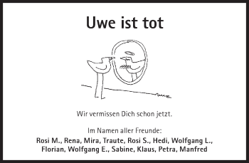 Traueranzeige von Uwe Schönfeld von Süddeutsche Zeitung