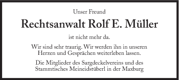 Traueranzeige von Rolf E. Müller  von Süddeutsche Zeitung