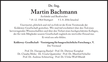 Traueranzeige von Martin Bachmann von Süddeutsche Zeitung
