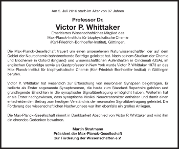 Traueranzeige von Victor Whittaker von Süddeutsche Zeitung