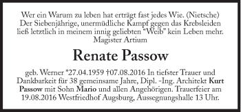 Traueranzeige von Renate Passow von Süddeutsche Zeitung