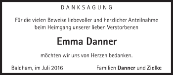 Traueranzeige von Emma Danner von Süddeutsche Zeitung