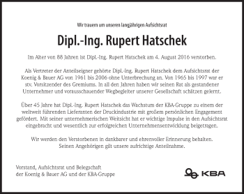 Traueranzeige von Rupert Hatschek von Süddeutsche Zeitung