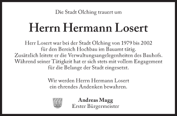 Traueranzeige von Hermann Losert von Süddeutsche Zeitung