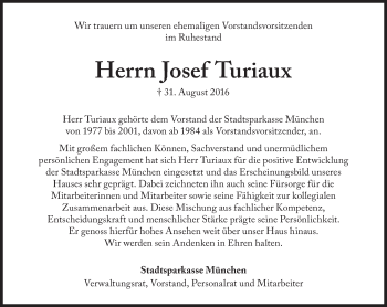 Traueranzeige von Josef Turiaux von SZ Trauer