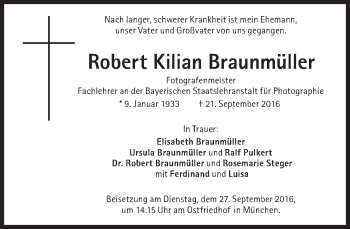 Traueranzeige von Robert Kilian Braunmüller von Süddeutsche Zeitung