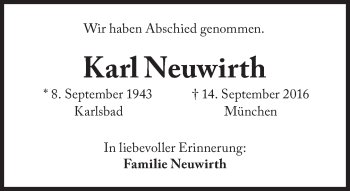 Traueranzeige von Karl Neuwirth von Süddeutsche Zeitung