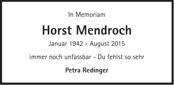 Traueranzeige von Horst Mendroch von Süddeutsche Zeitung