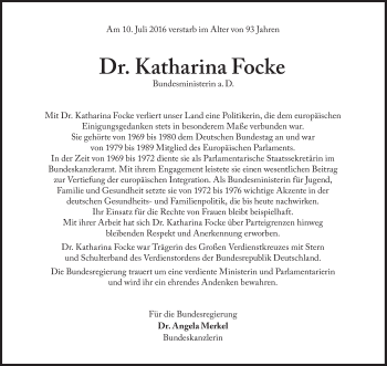 Traueranzeige von Katharina Focke von Süddeutsche Zeitung